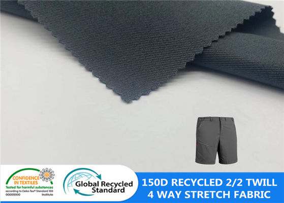 92%リサイクルされたポリエステル8% SP 150D 2/2のあや織りの厚い4方法伸縮織物226GSMの防水屋外の生地